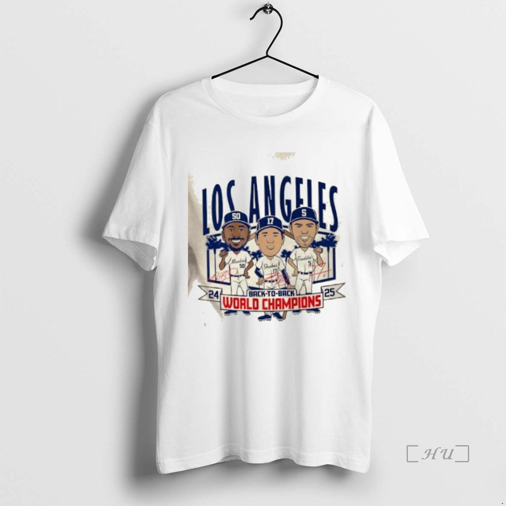 Officials Los Angeles Baseball Kershaw Shohei Freddie Back To Back World Champs Caricatures Premium