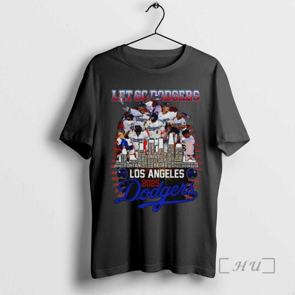 Officials Los Angeles Dodgers 2025 National League Champions Lets Go Dodgers Skyline Players Name Tee