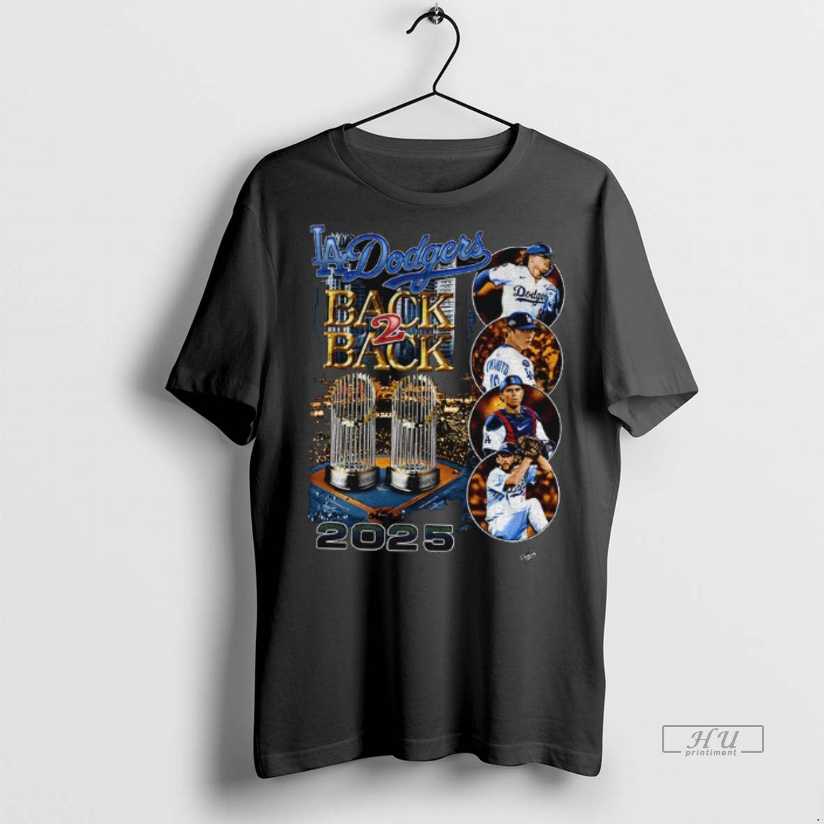 Officials Los Angeles Dodgers Back 2 Back 2025 World Series Champions Trophy Graphic Premium Tee