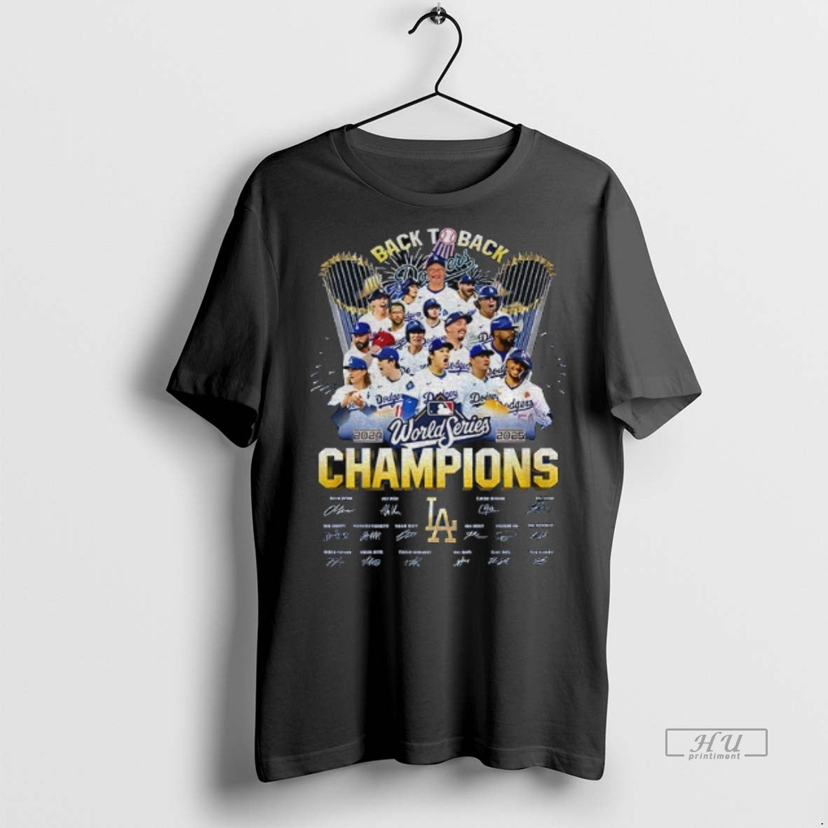 Officials Los Angeles Dodgers Back To Back 2024 2025 World Series Champions Signatures Premium Tee