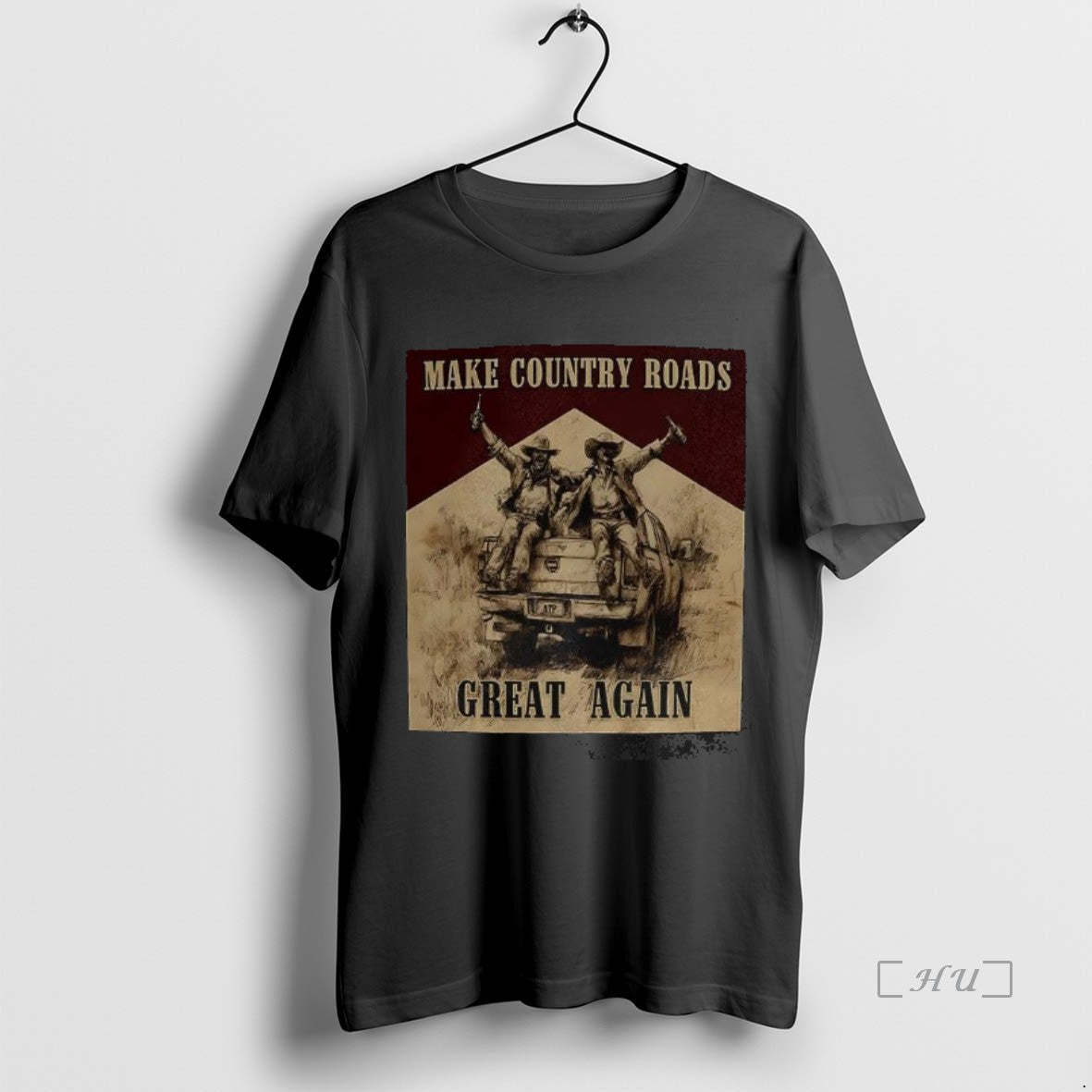 Officials Make Country Roads Great Cowboy Sitting On Pickup Truck Sketch Vintage T Shirt Sweater