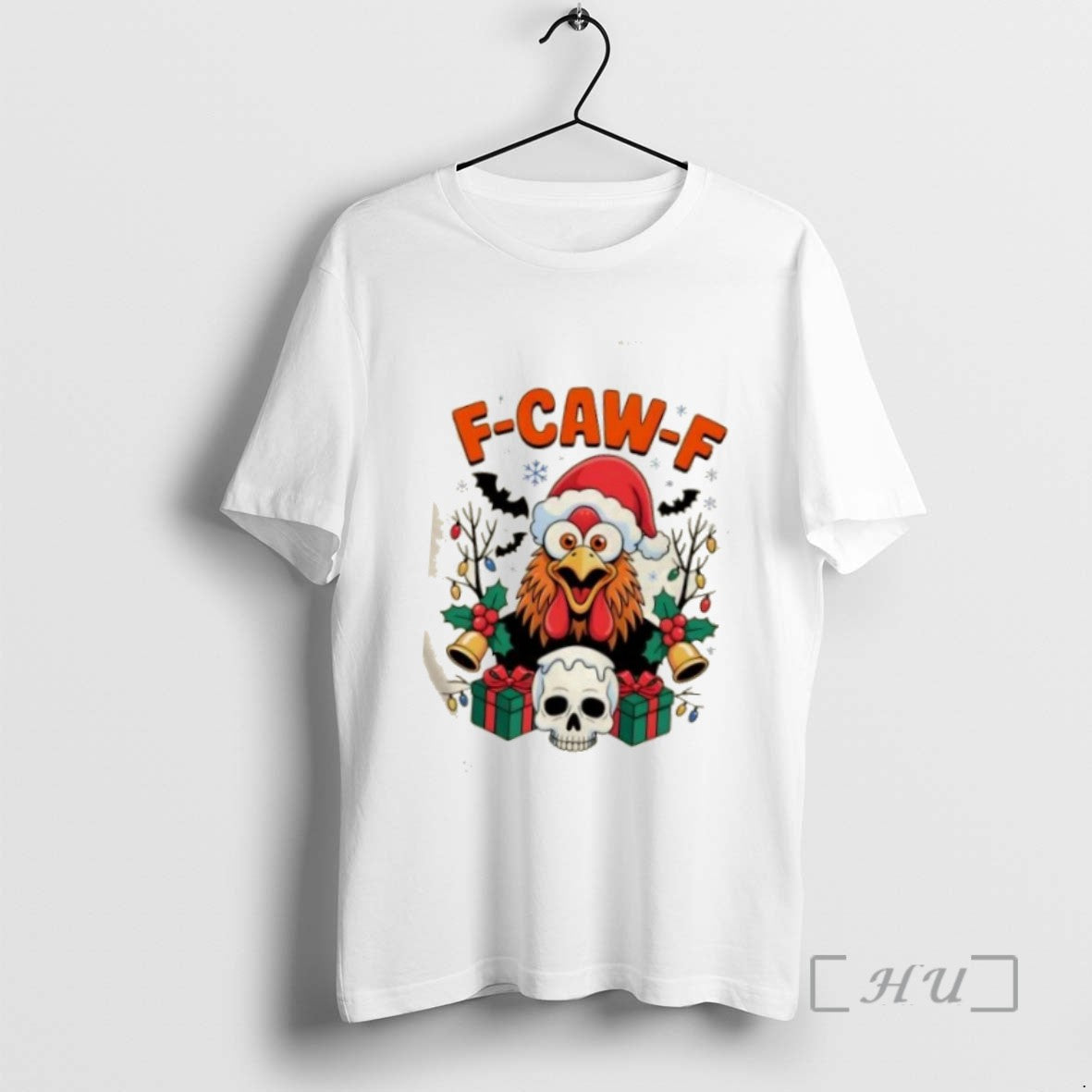 Officials Merry Christmas F Caw F Chicken Spooky Skull Tee Shirt Sweater
