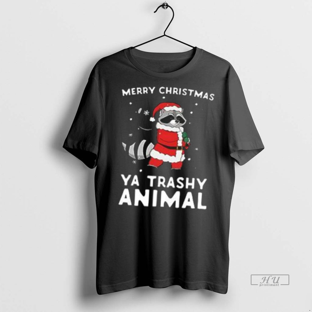 Officials Merry Christmas Ya Trashy Animal Santa Raccoon Premium Tee Shirt Sweater