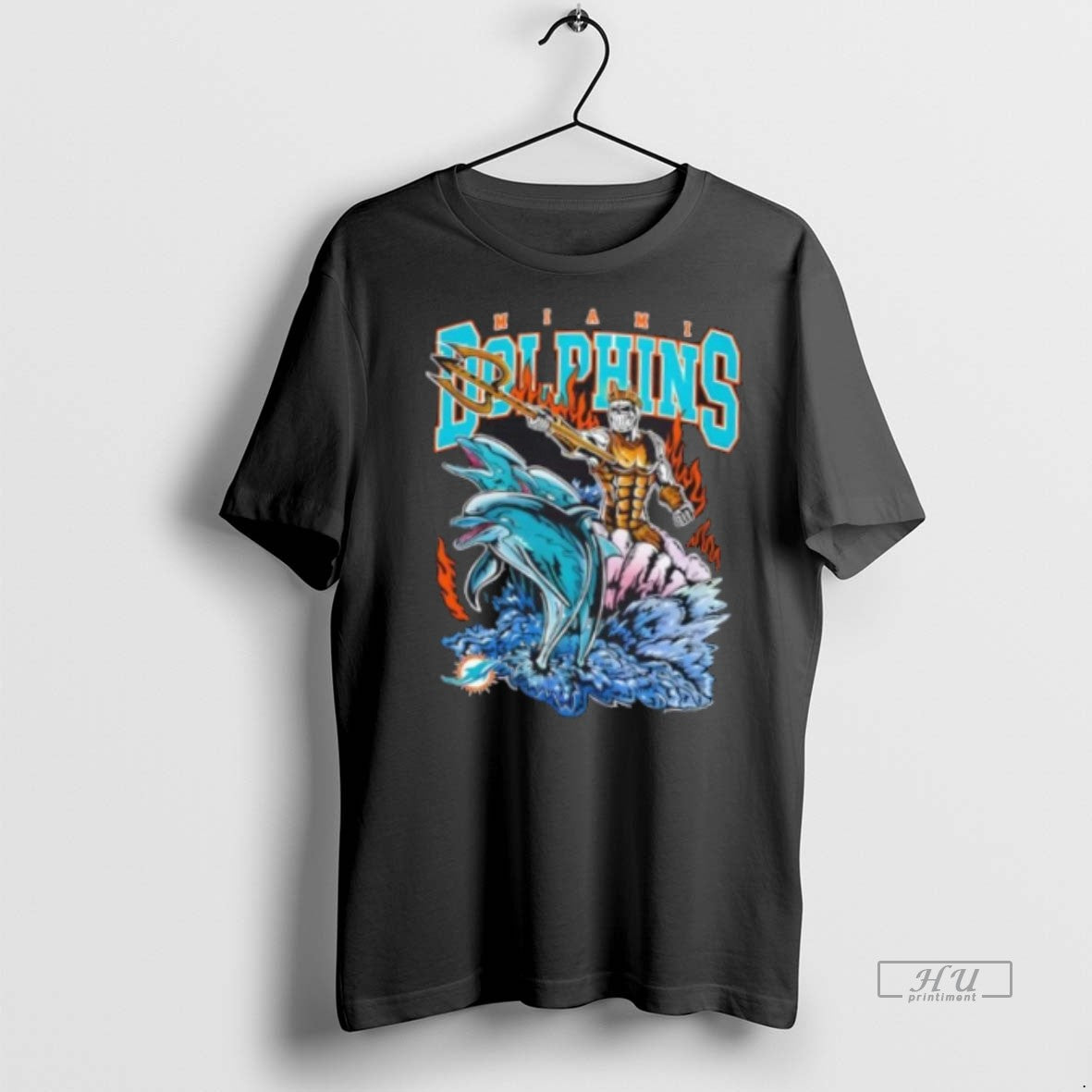 Officials Miami Dolphins Charge Football Fire Graphic Tee Shirt Sweater