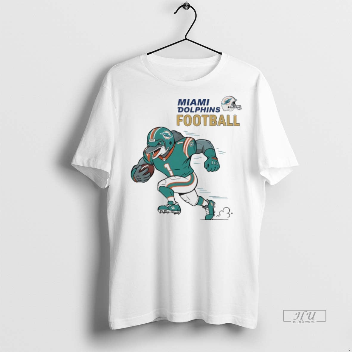 Officials Miami Dolphins Football Aqua Rush Mascot Premium Tee Shirt Sweater