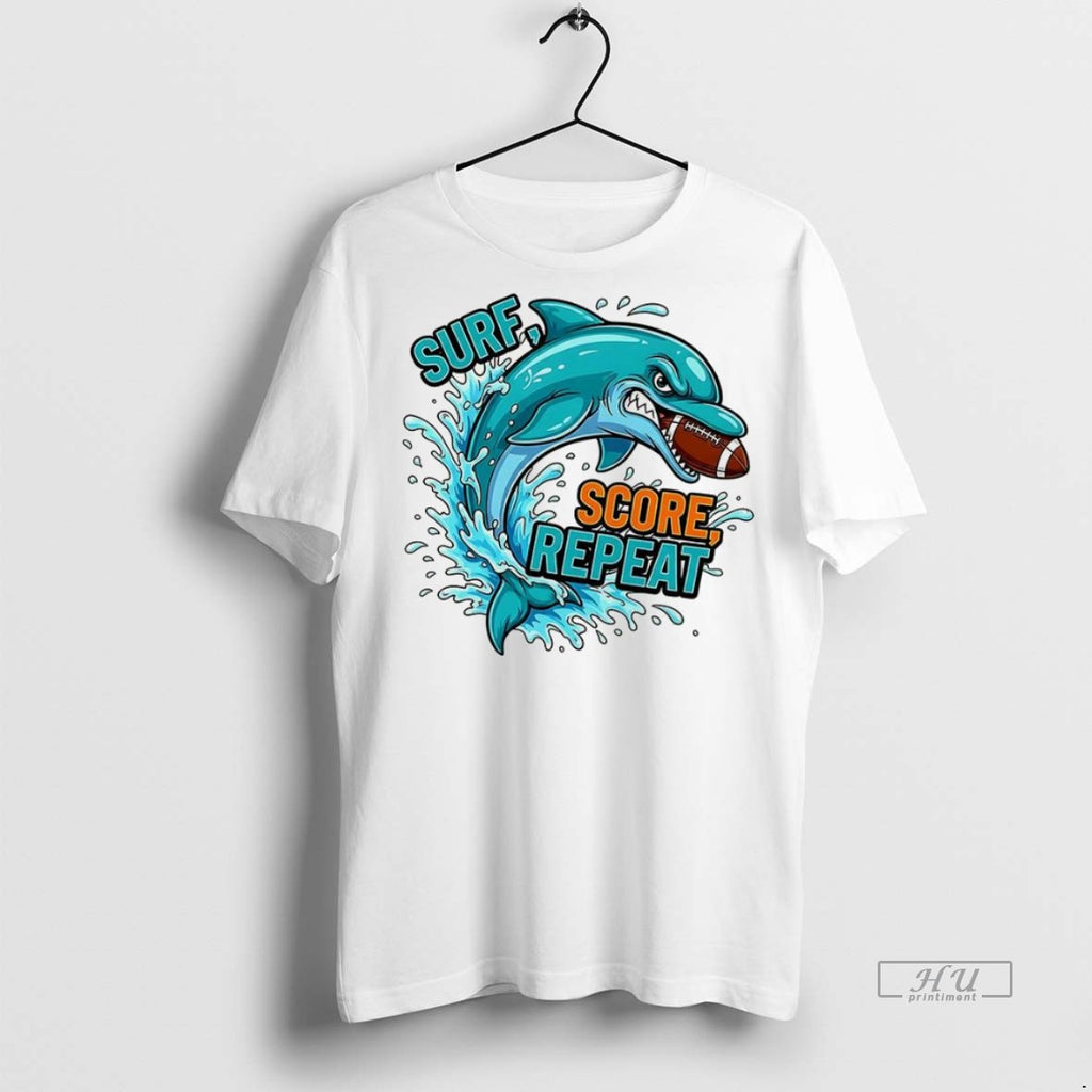 Officials Miami Dolphins Football Surf Score Repeat Mascot Premium Tee Shirt Sweater