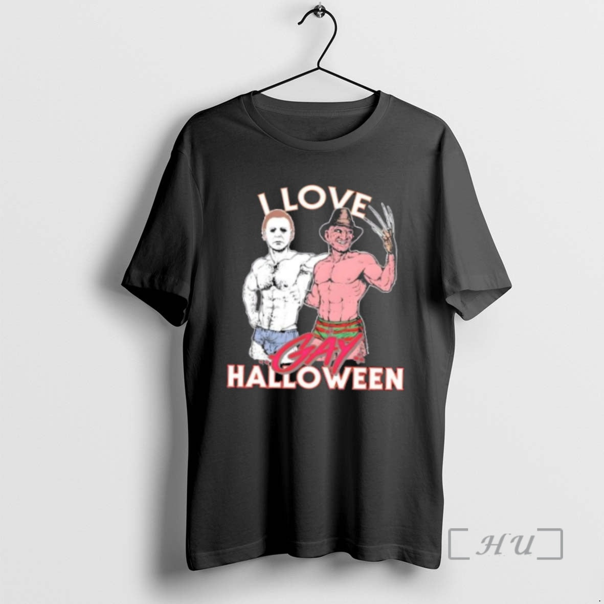 Officials Michael Myers X Freddy Krueger I Love Gay Halloween Premium T Shirt Sweater