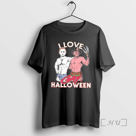 Officials Michael Myers X Freddy Krueger I Love Gay Halloween Premium T Shirt Sweater