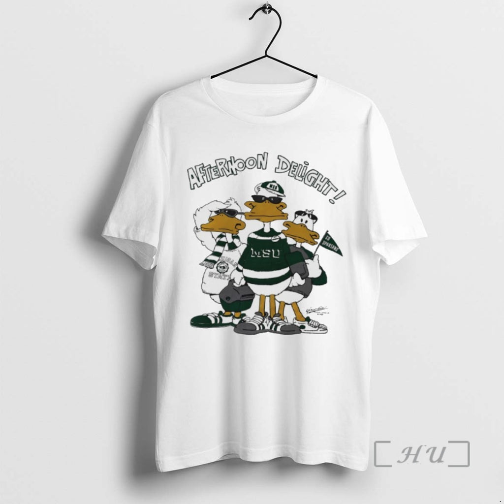 Officials Michigan State University Afternoon Delight Go Spartans Duck Mascot Tee Shirt Sweater