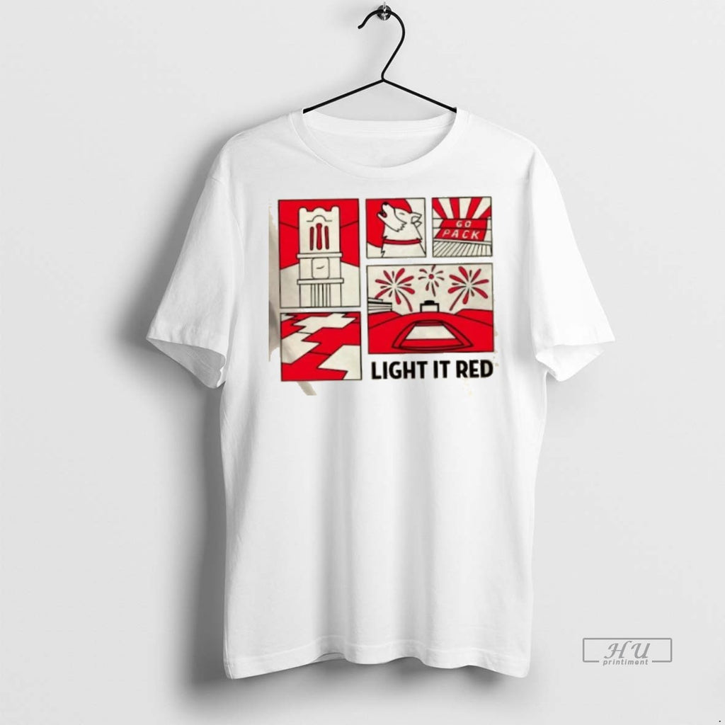 Officials Nc State Wolfpack Light It Red Graphic Tee Shirt Sweater