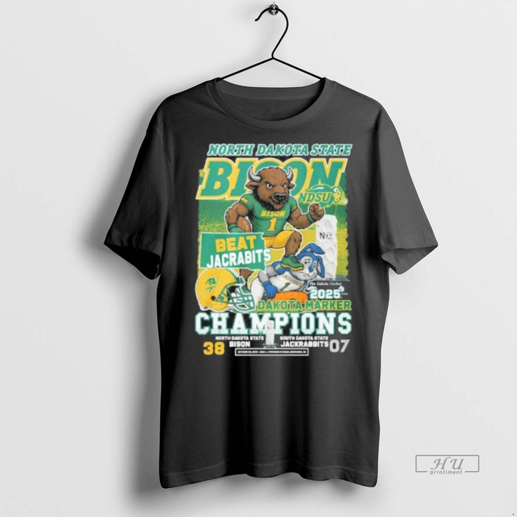Officials Ndsu Bison Mascot Beat Jackrabbits 2025 Dakota Marker Champions Premium Tee Shirt Sweater