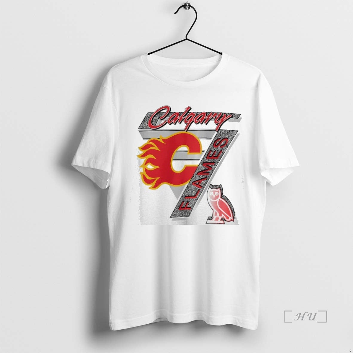 Officials Nhl Calgary Flames Hockey X Ovo Logo Premium T Shirt Sweater