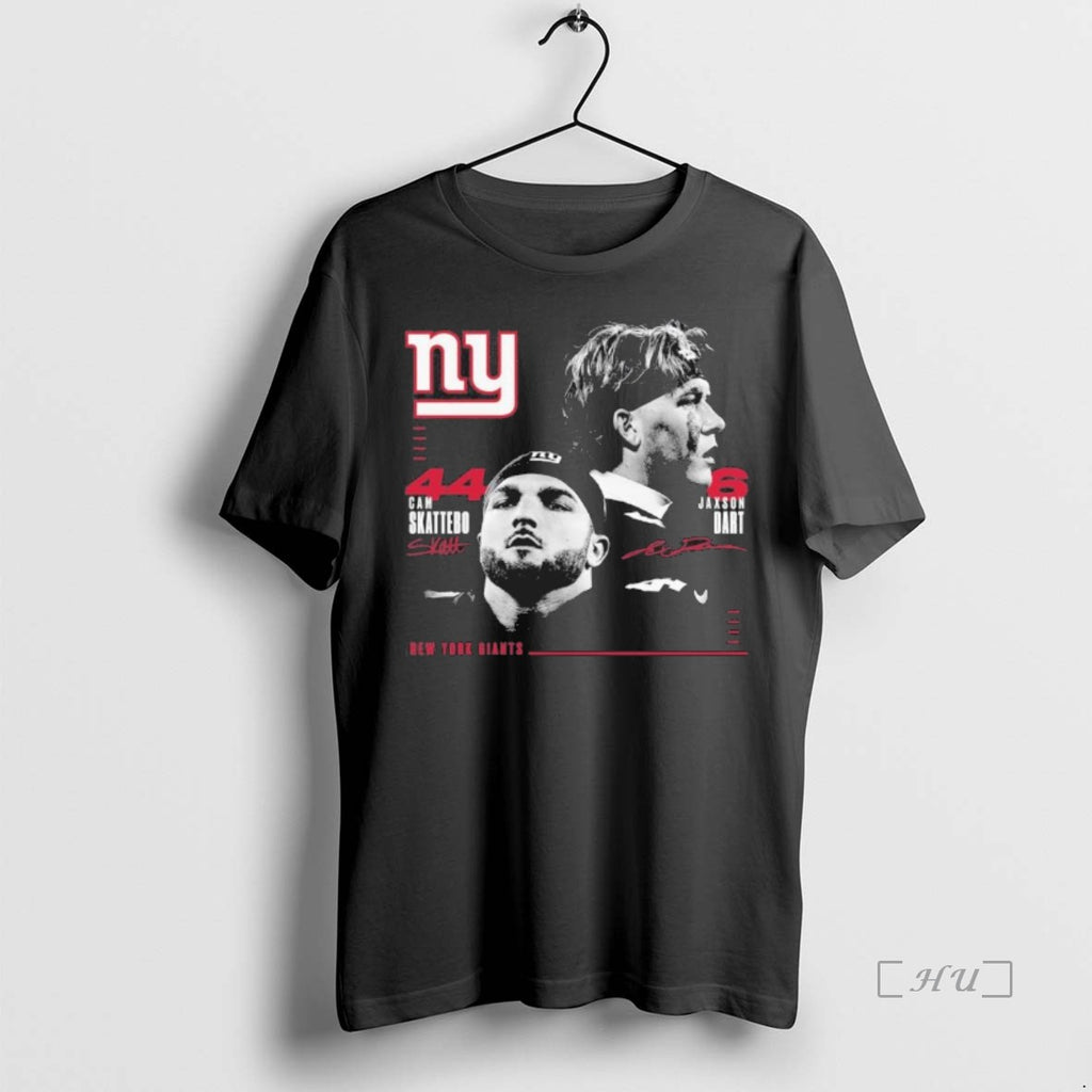 Officials Ny Giants Cam Skattebo And Jaxson Dart Player Signatures T Shirt Sweater