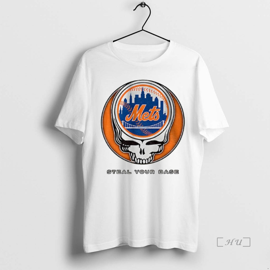 Officials New York Mets Steal Your Base Grateful Dead Skull Mlb T Shirt Sweater