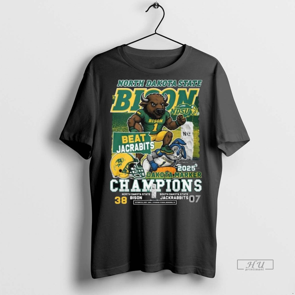 Officials North Dakota State Bison Beat Jacrabits 2025 Dakota Marker Champions Mascot Long Sleve Premium