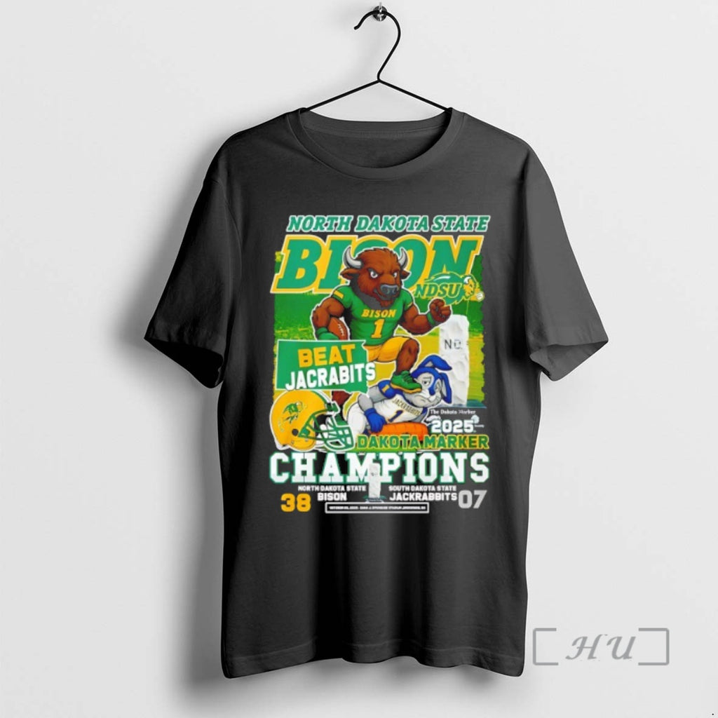 Officials North Dakota State Bison Dakota Marker Champions 2025 Mascot T Shirt Sweater