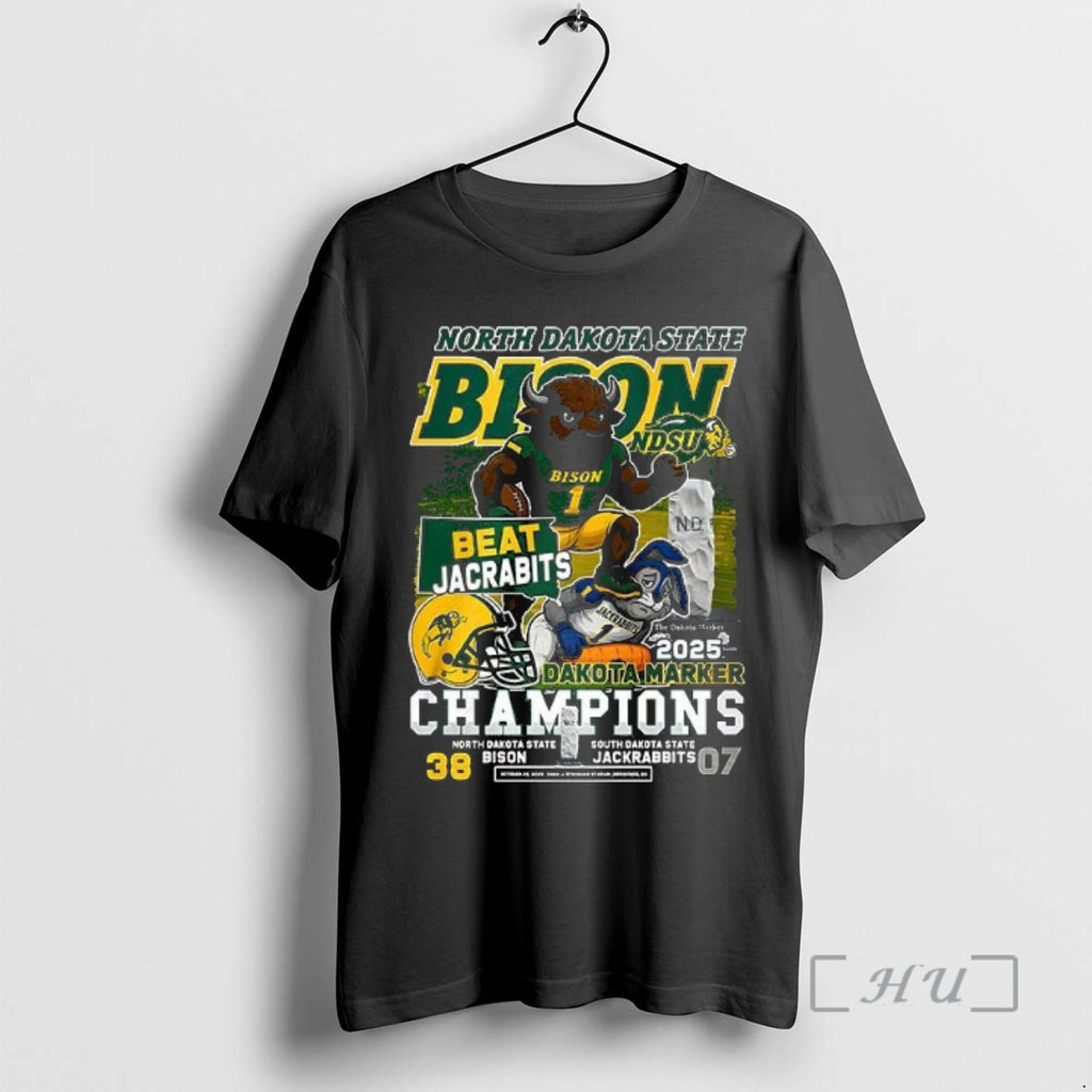 Officials North Dakota State Bison Beat Jackrabbits Dakota Marker 2025 Champions T Shirt Sweater