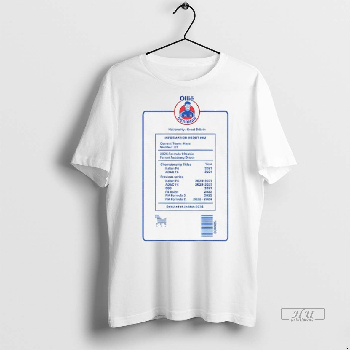 Officials Ollie Bearman Prema Racing Nationality Great Britain Information About Him Premium Tee Shirt Sweater
