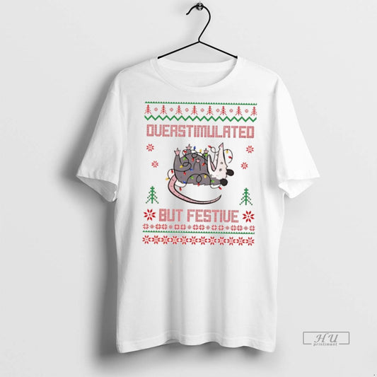 Officials Overstimulated But Festive Opossum Christmas Lights Premium Tee Shirt Sweater