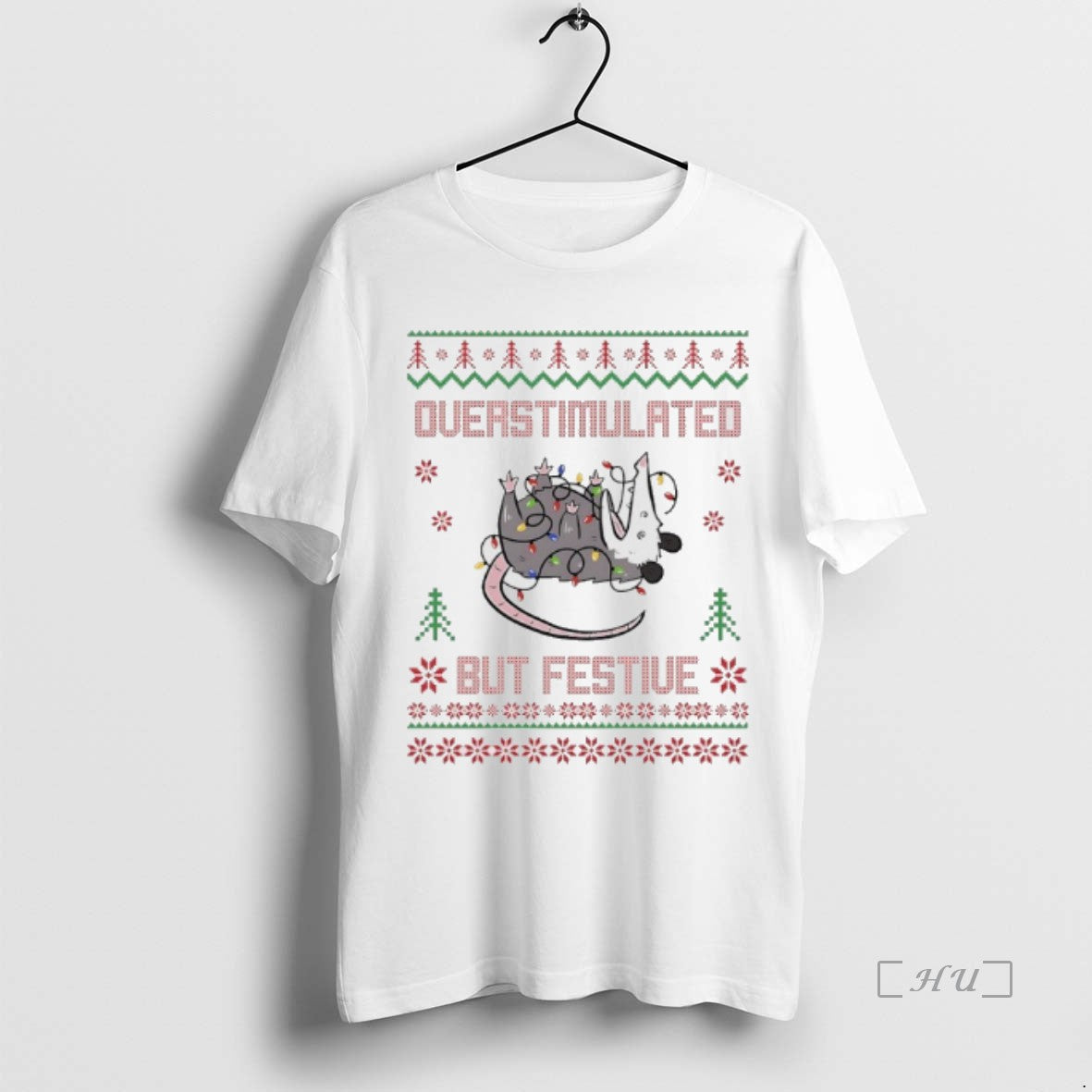 Officials Overstimulated But Festive Opossum Christmas Ugly Premium T Shirt Sweater