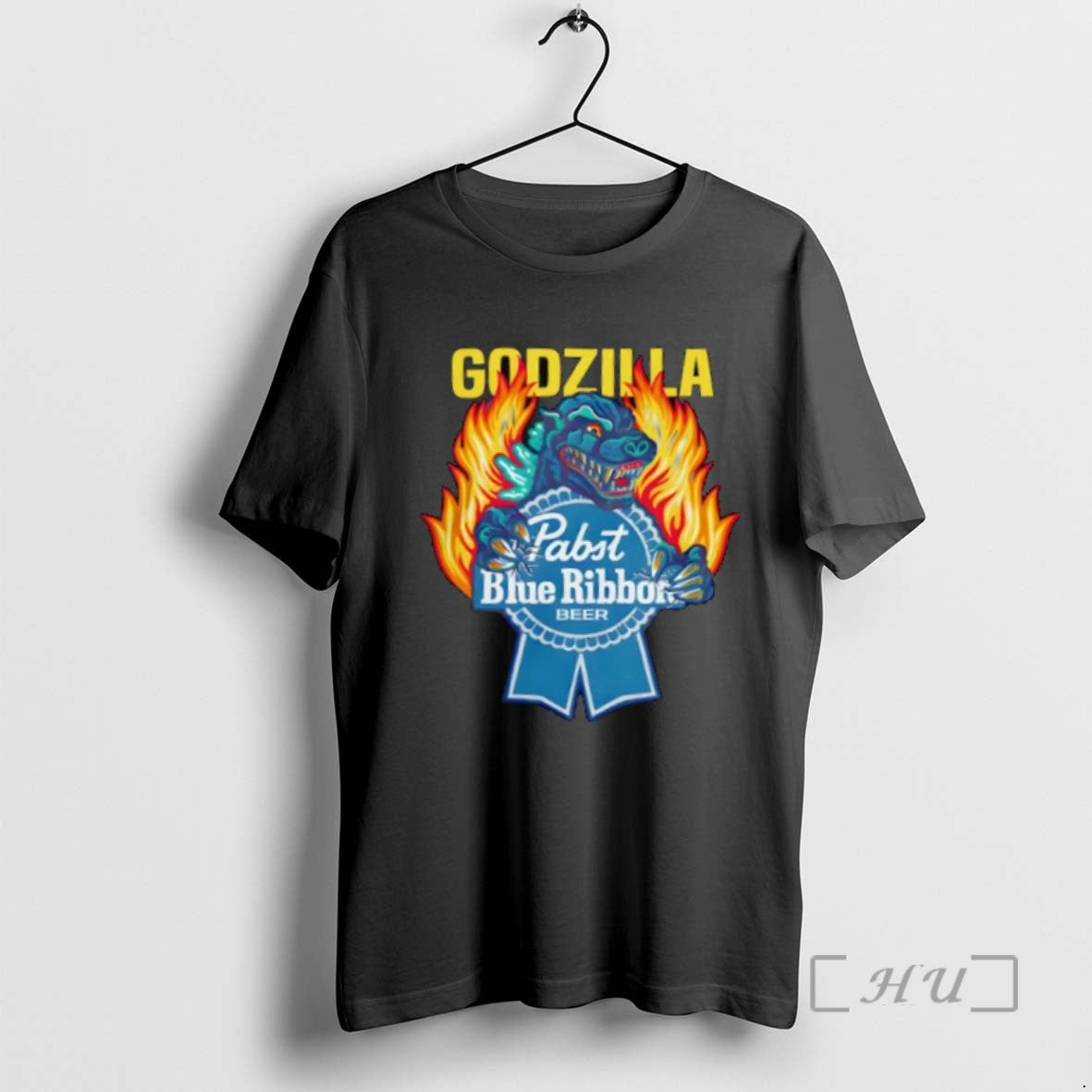 Officials Pabst Blue Ribbon Store Flamed Godzilla Tee Shirt Sweater