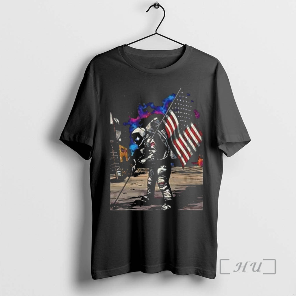 Officials Patriotic Astronaut Galaxy American Flag T Shirt Sweater