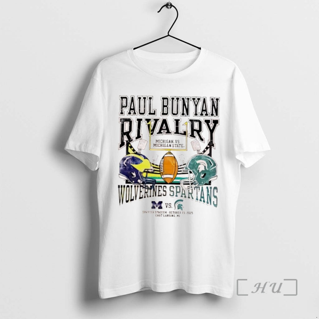 Officials Paul Bunyan Trophy Rivalry Michigan Wolverines And Michigan State Spartans Helmet Logo