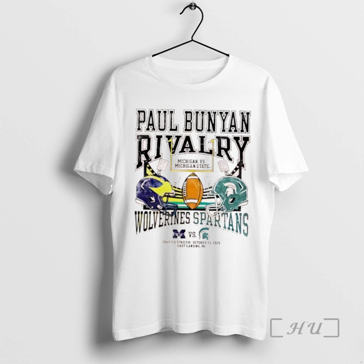 Officials Paul Bunyan Trophy Rivalry Michigan Wolverines And Michigan State Spartans Helmet Logo