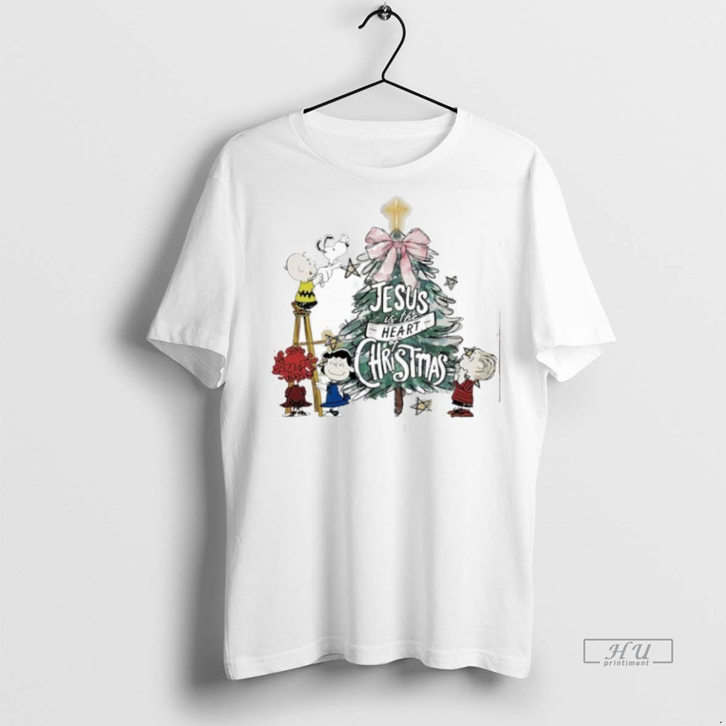 Officials Peanuts Tree Christmas Jesus Is The Heart Christmas Tee Shirt Sweater