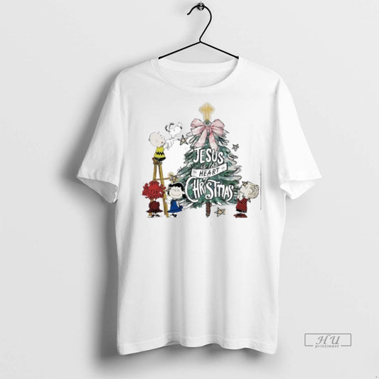 Officials Peanuts Tree Christmas Jesus Is The Heart Christmas Tee Shirt Sweater
