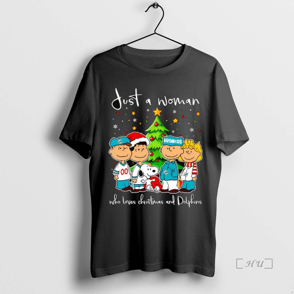 Officials Peanuts Just A Woman Who Loves Christmas And Dolphins Premium T Shirt Sweater