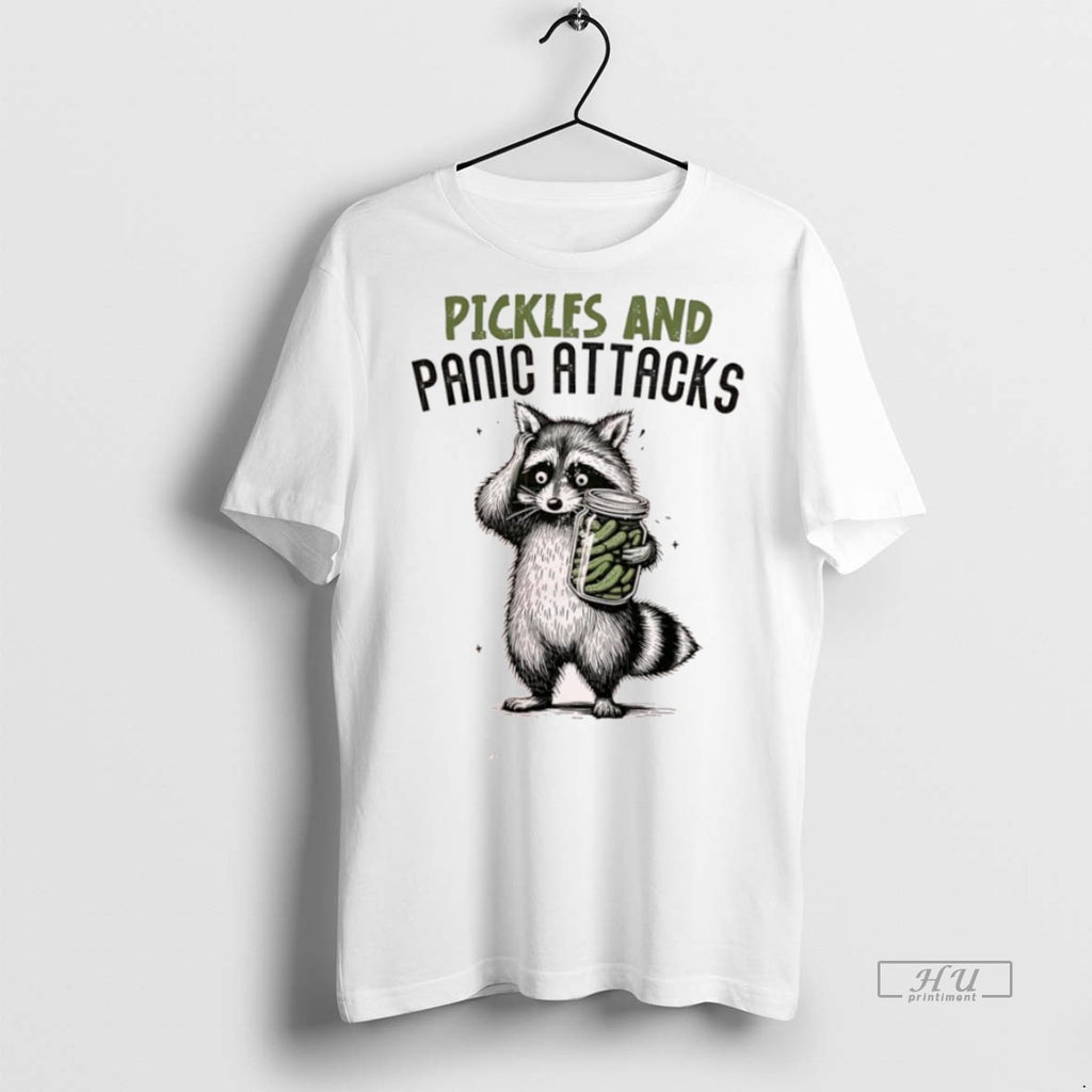 Officials Pickles And Panic Attacks Mental Health Retro Raccoon Tee Shirt Sweater