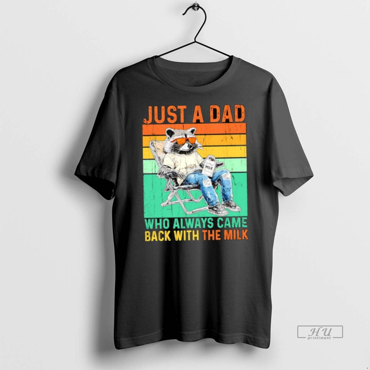 Officials Raccoon Just A Dad Who Always Came Back With The Milk Vintage Premium Tee