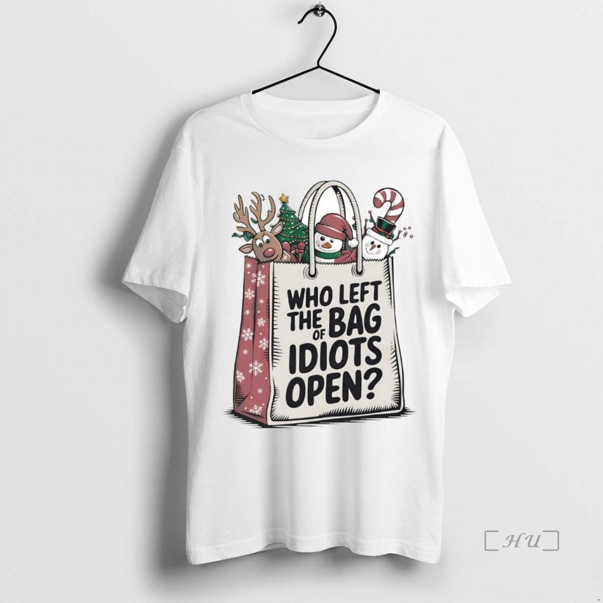 Officials Reindeer Snowman Who Left The Bag Idiots Open Christmas Premium T Shirt Sweater