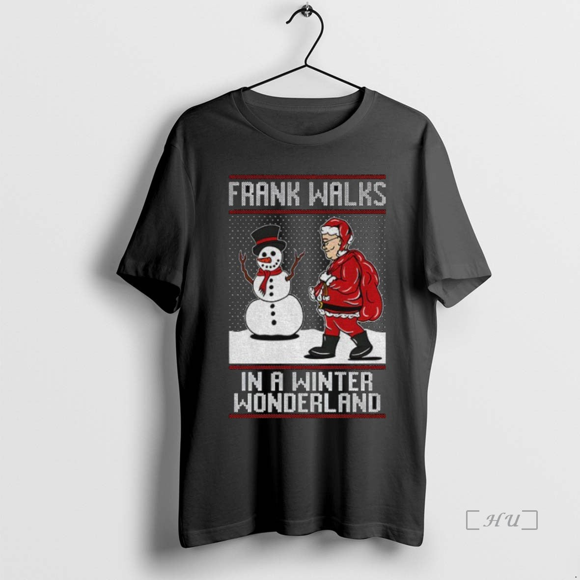 Officials Santa Claus Snowman Frank Walks In A Winter Wonderland Merry Christmas Premium T Shirts