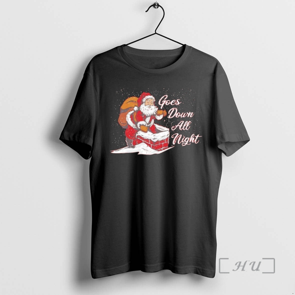 Officials Santa Claus Climbing Down Chimney Goes Down All Night Christmas Premium T Shirt Sweater