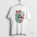 Officials Santa Claus With Christmas Tree Ribbon Frame White Tee Shirt Sweater