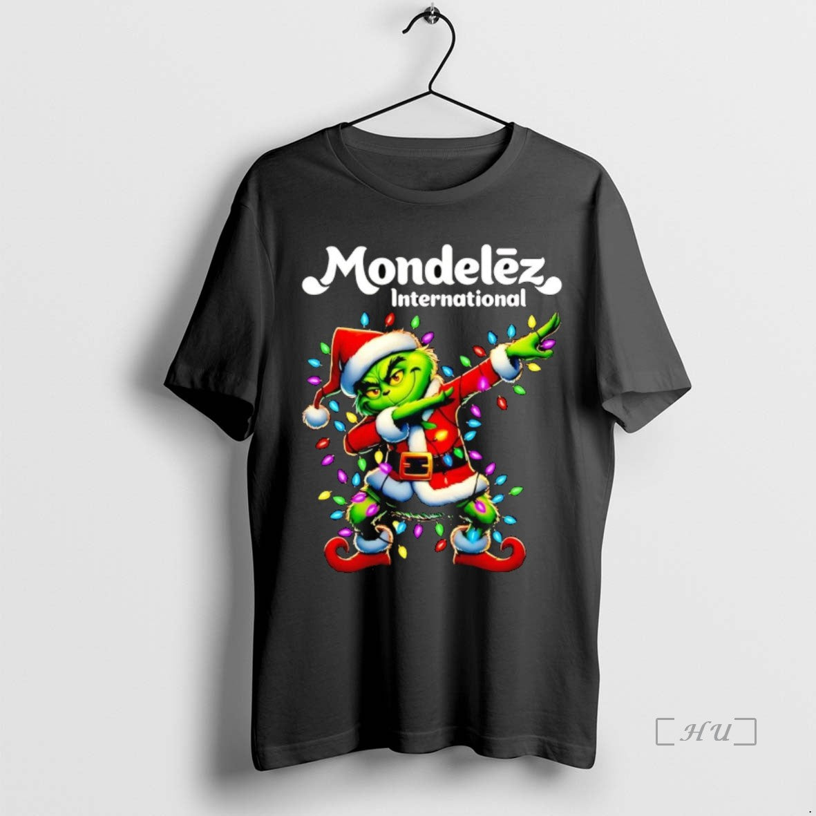 Officials Santa Grinch Dabbing Mondelez International Christmas Light Premium T Shirt Sweater