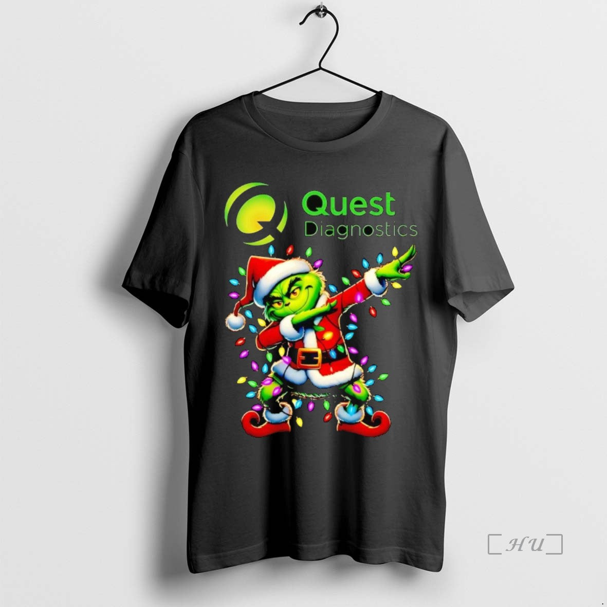Officials Santa Grinch Dabbing Quest Diagnostics Christmas Light Premium T Shirt Sweater