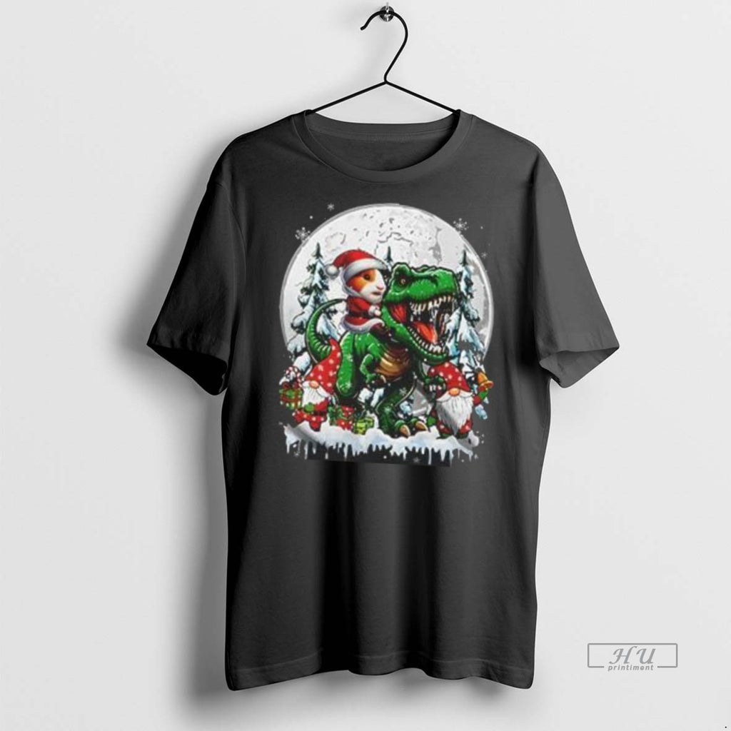 Officials Santa Guinea Pig Riding T Rex Joyful Christmas Moon Premium Tee Shirt Sweater