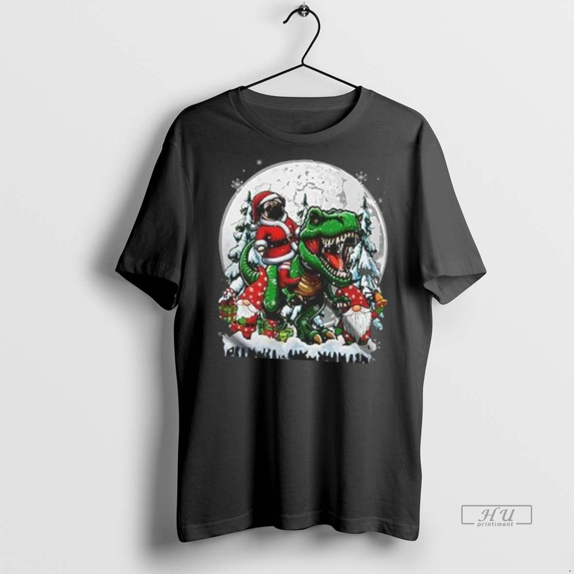 Officials Santa Pug Riding T Rex Joyful Christmas Moon Premium Tee Shirt Sweater