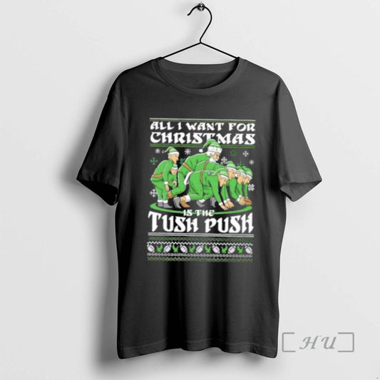 Officials Santa All I Want For Christmas Is The Tush Push Christmas Ugly Premium