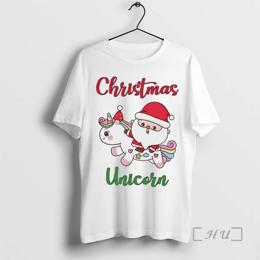 Officials Santa Riding Unicorn Cute Christmas White