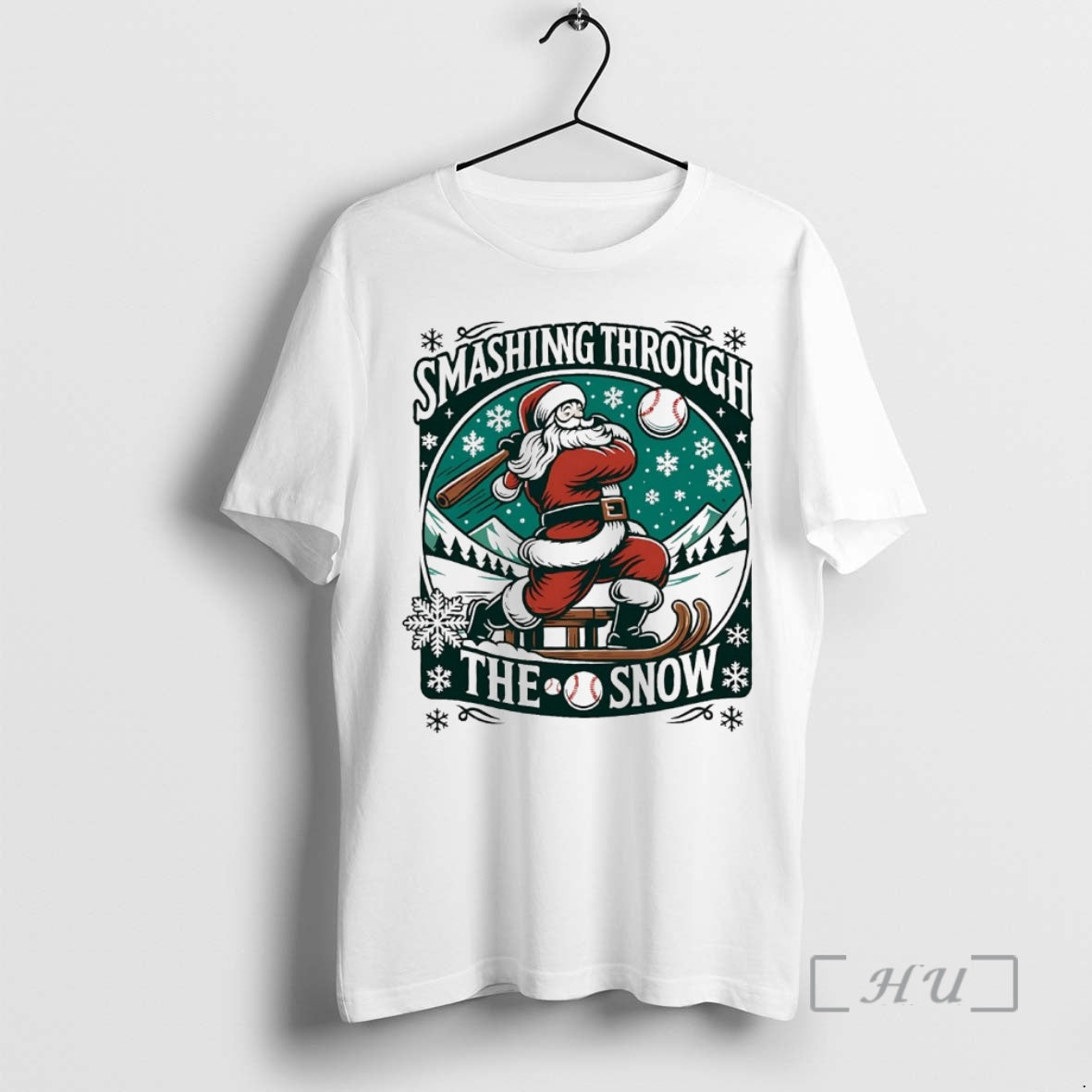Officials Santa Smashing Through The Snow Baseball Christmas