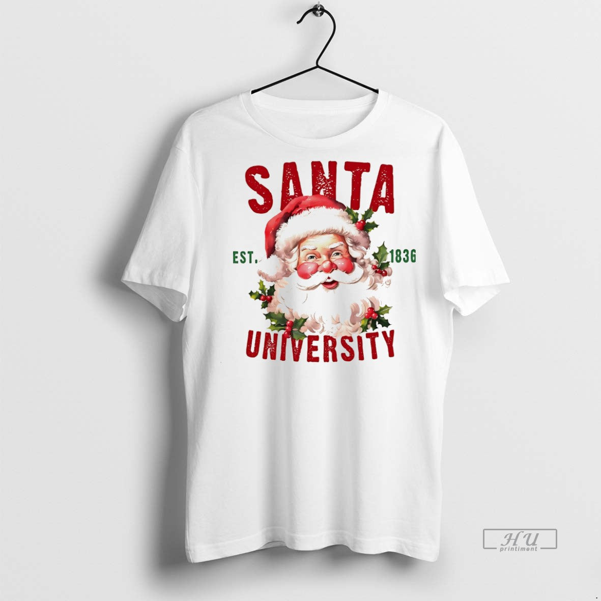 Officials Santa University Est 1836 Christmas College White Tee Shirt Sweater