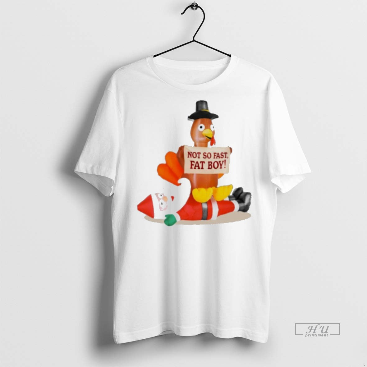 Officials Santa Versus Turkey Not So Fast Fat Boy Premium Tee Shirt Sweater