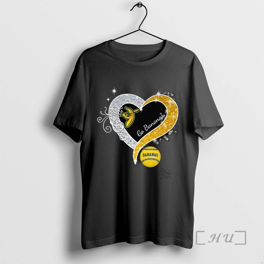 Officials Savannah Bananas Baseball Go Bananas Bling Diamond Heart T Shirt Sweater