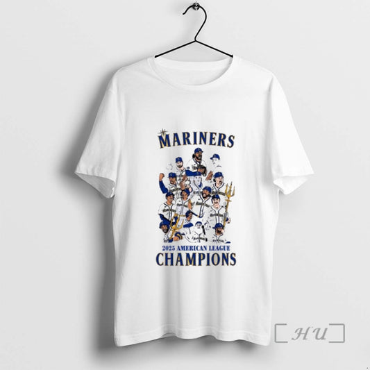 Officials Seattle Mariners 2025 American League Champions Caricature Tee Shirt Sweater