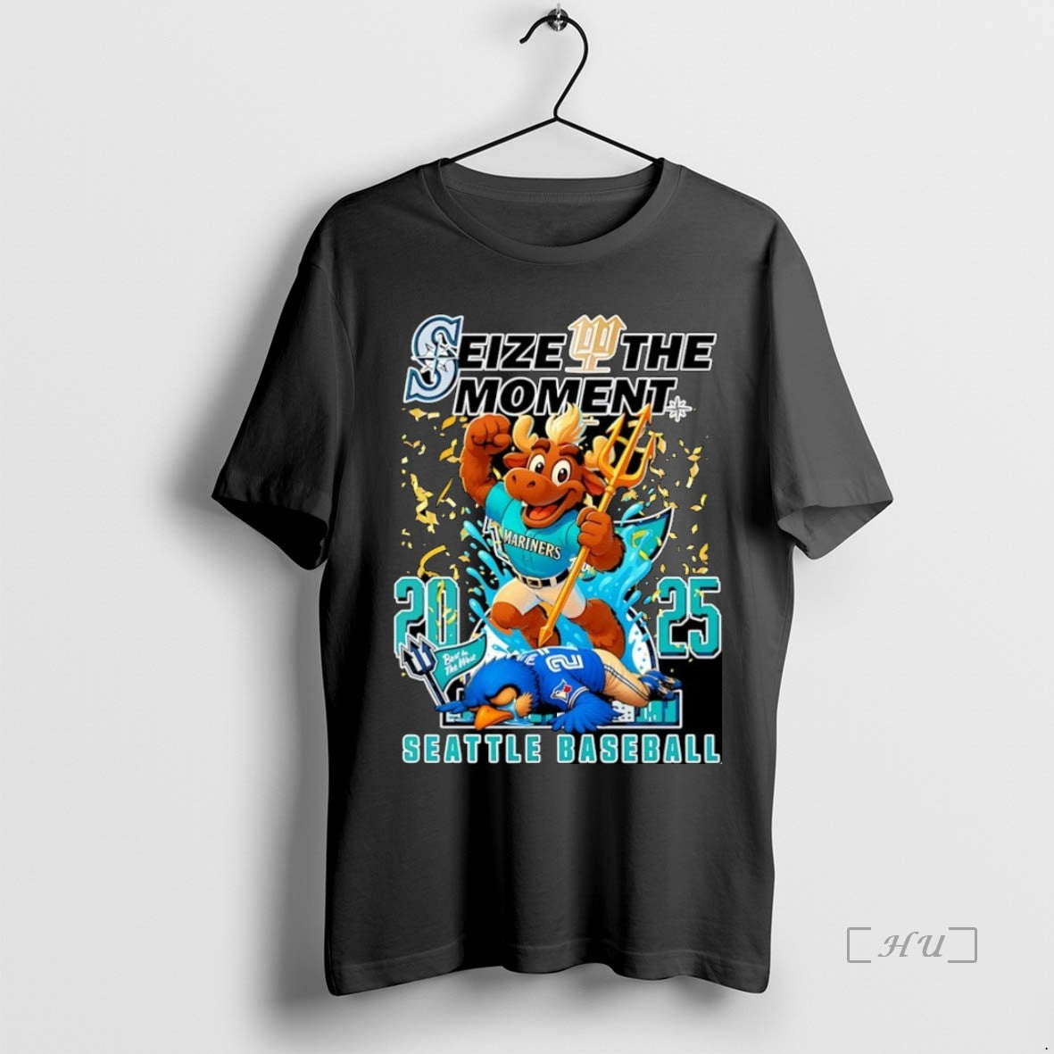 Officials Seattle Mariners 2025 Baseball Seize The Moment Mascot Christmas Premium T Shirt Sweater