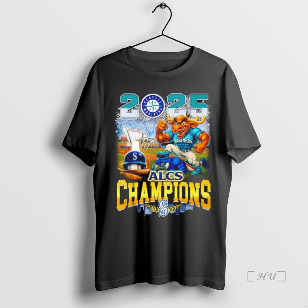 Officials Seattle Mariners Baseball 2025 Alcs Champions Signatures Mascot Premium T Shirt Sweater